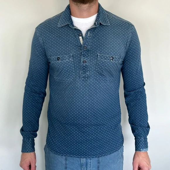 Men’s Patterned Longsleeve Collard Tunic Shirt - Picture 2 of 9